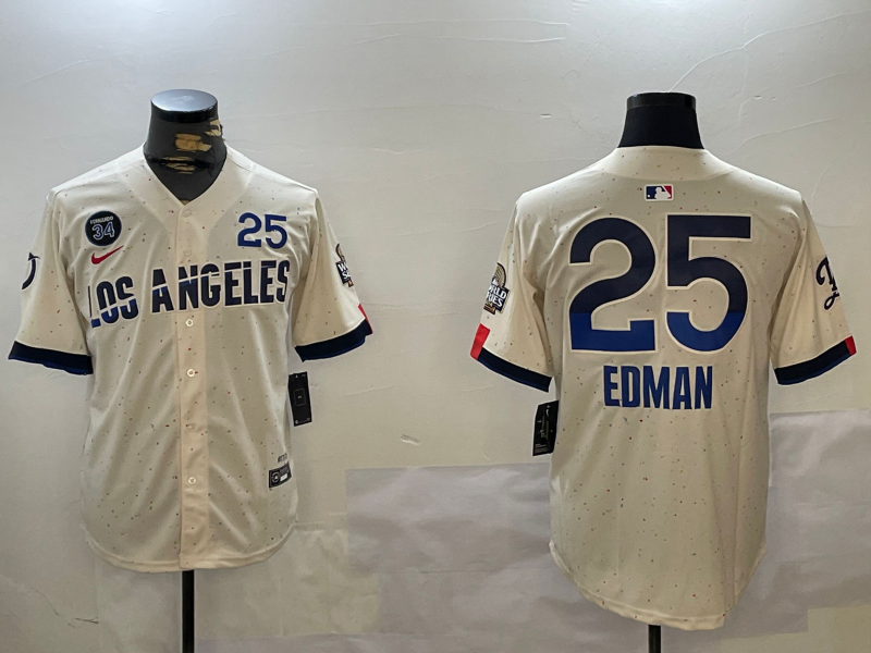 Men's Los Angeles Dodgers Tommy Edman #25 Cream 2024 City Connect Limited Jersey